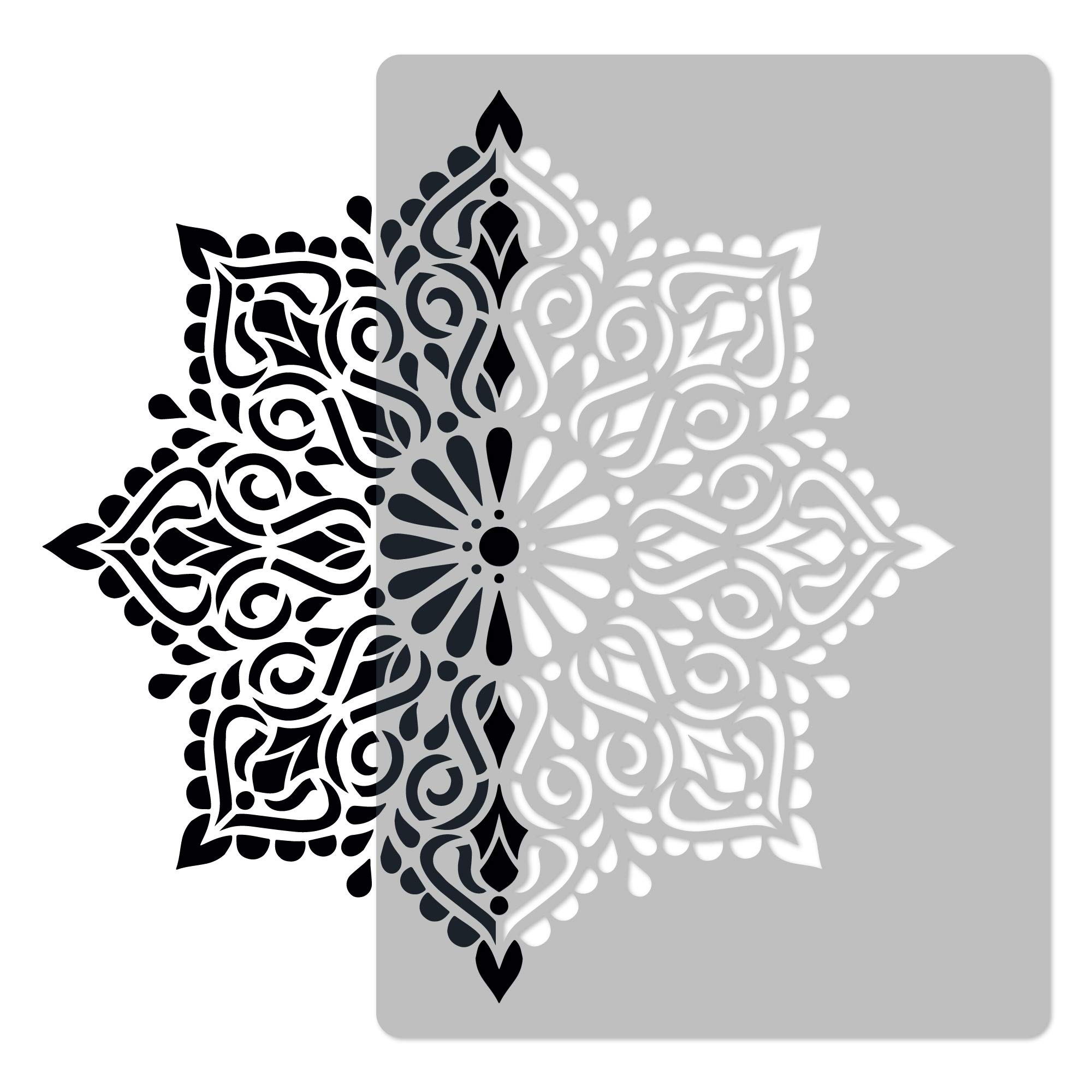 NAKLEO Mandala Large Painting Stencil Diameter 59 cm, Hindu Square Mandala Geometric Ornament, Reusable Plastic Template DIY Art and Craft, Wall Floor Wood Fabric Furniture — image 1