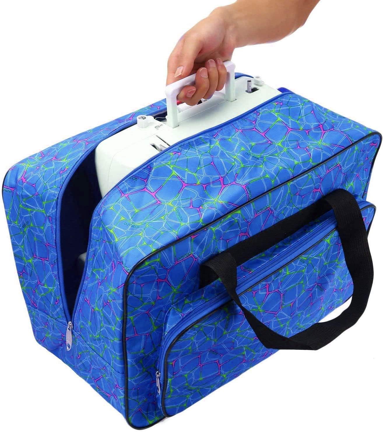 FamYun Sewing Machine Carrying Case,Universal Canvas Carry Tote Bag,Portable Padded Storage Dust Cover with Pockets for Sewing Machine (Blue