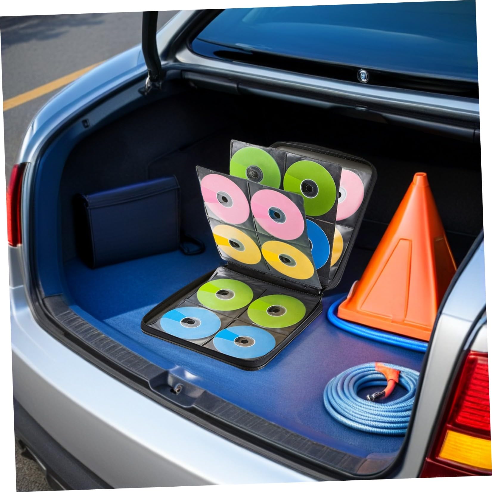 Porta CD Custodia Capacità di Dischi Resistente Porta Dvd per Auto Maniglia Interno