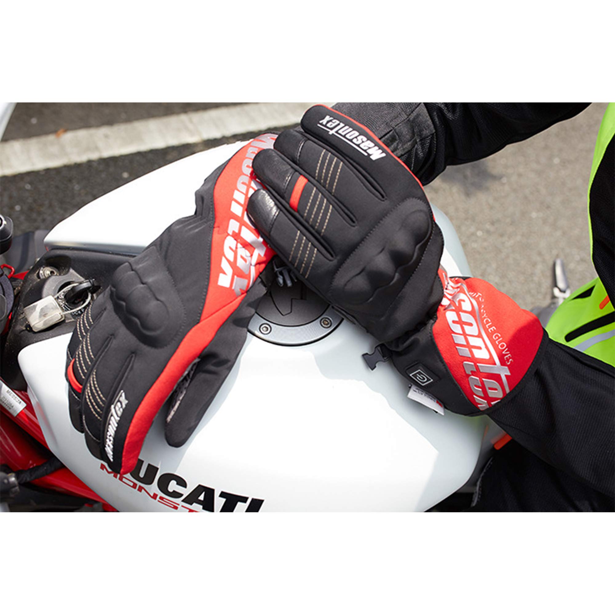 Podgrzewane rękawice motocyklowe do ponownego ładowania ogrzewanie rękawiczki rowerowe zimowe na zewnątrz jazda na nartach ciepłe rękawiczki, XXL