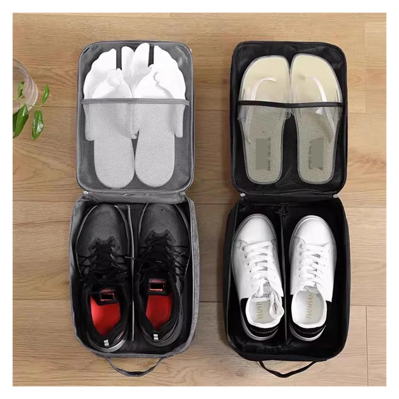 Tragbare Schuhtasche, Reise-Aufbewahrungstasche, Organizer, Gepäck, Kleidung, Make-up, Aufbewahrung, Koffer, Reise-Schuh-Aufbewahrungstasche, Sortiertasche(Black)