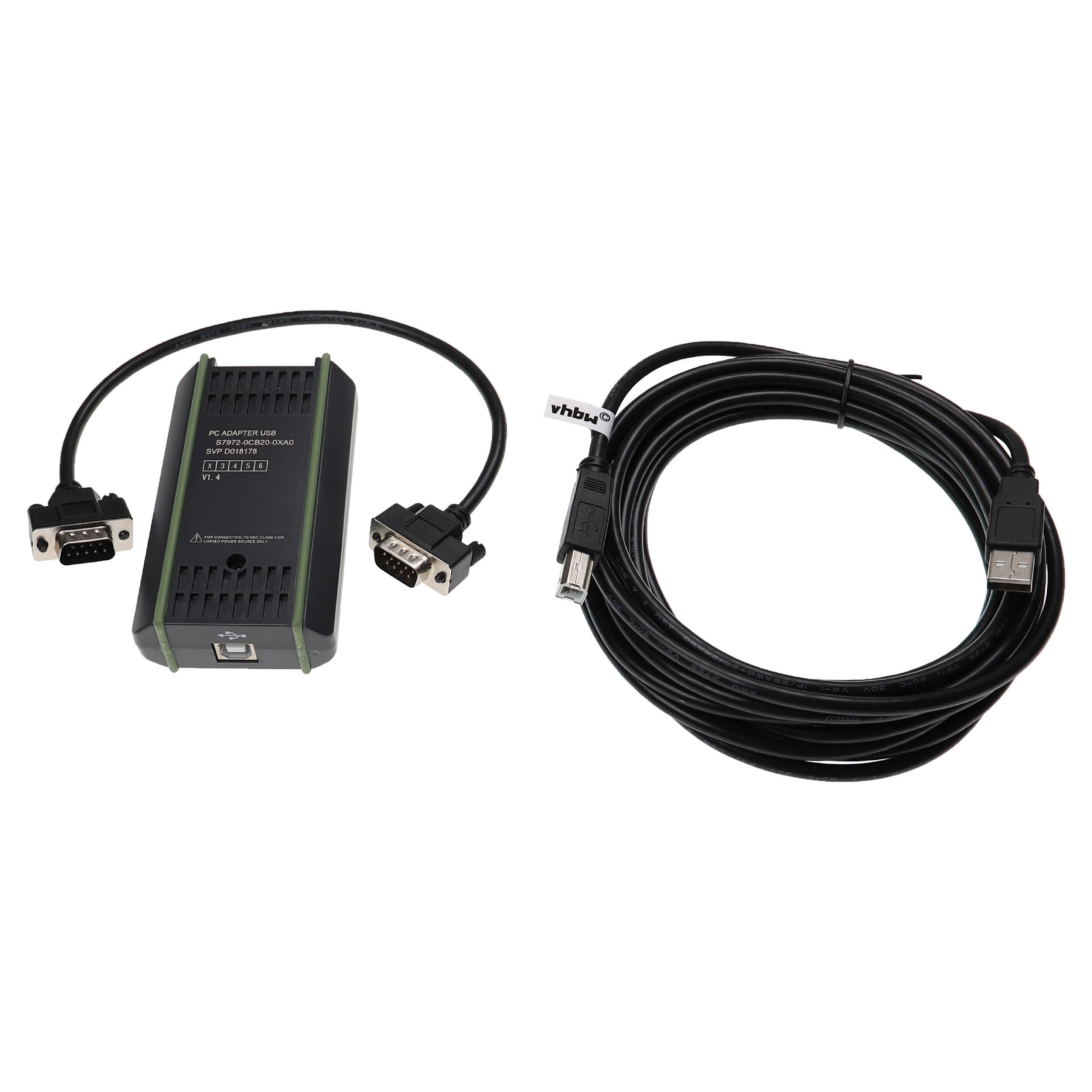vhbw Cable de programación USB-MPI reemplaza Siemens 6ES7972-0CB20-0XA0 para sistema de control - Cable de conexión, 5 m