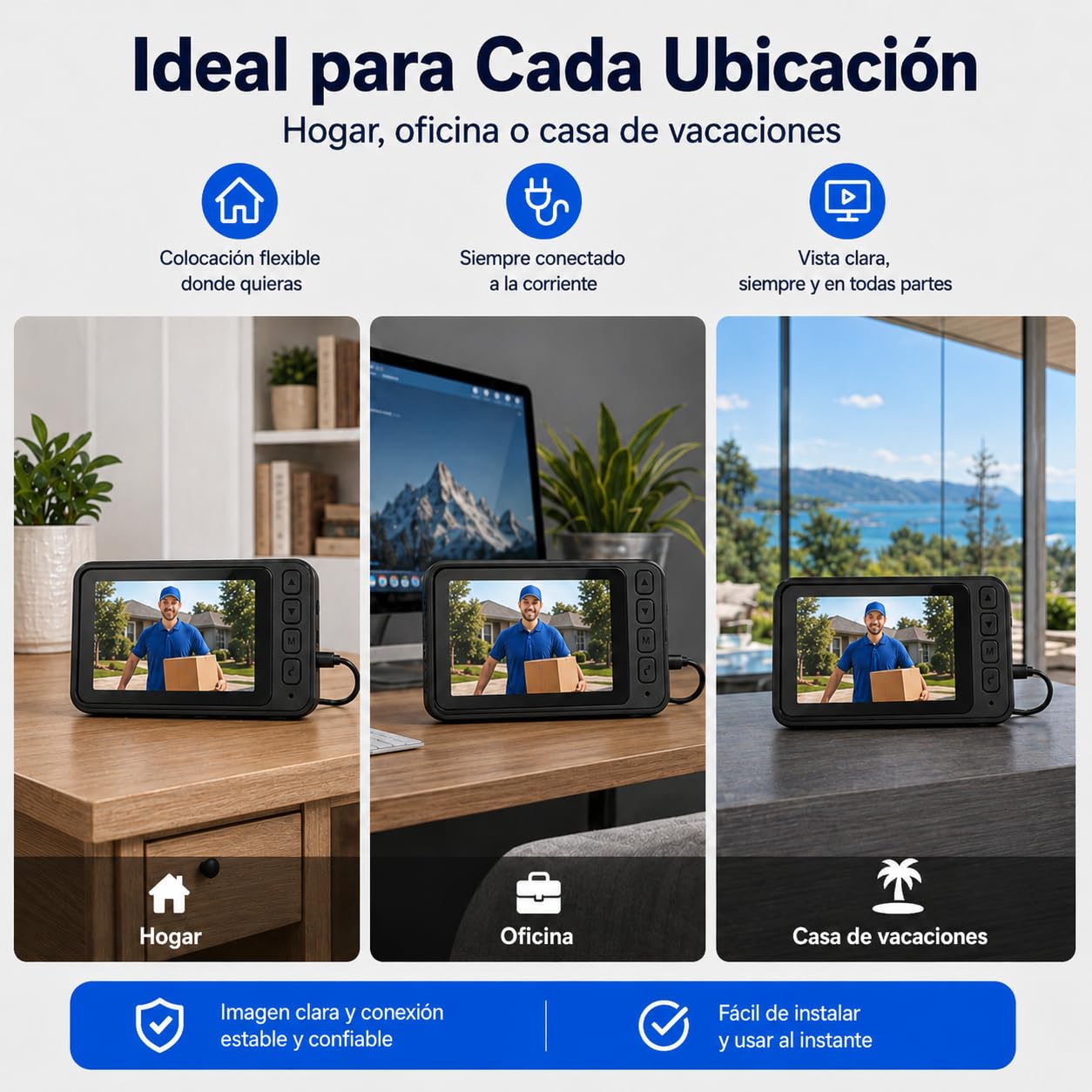 Videoportero Inalámbrico con Cámara 1080P Timbre Exterior Bluetooth 50m Visión Nocturna Audio Bidireccional