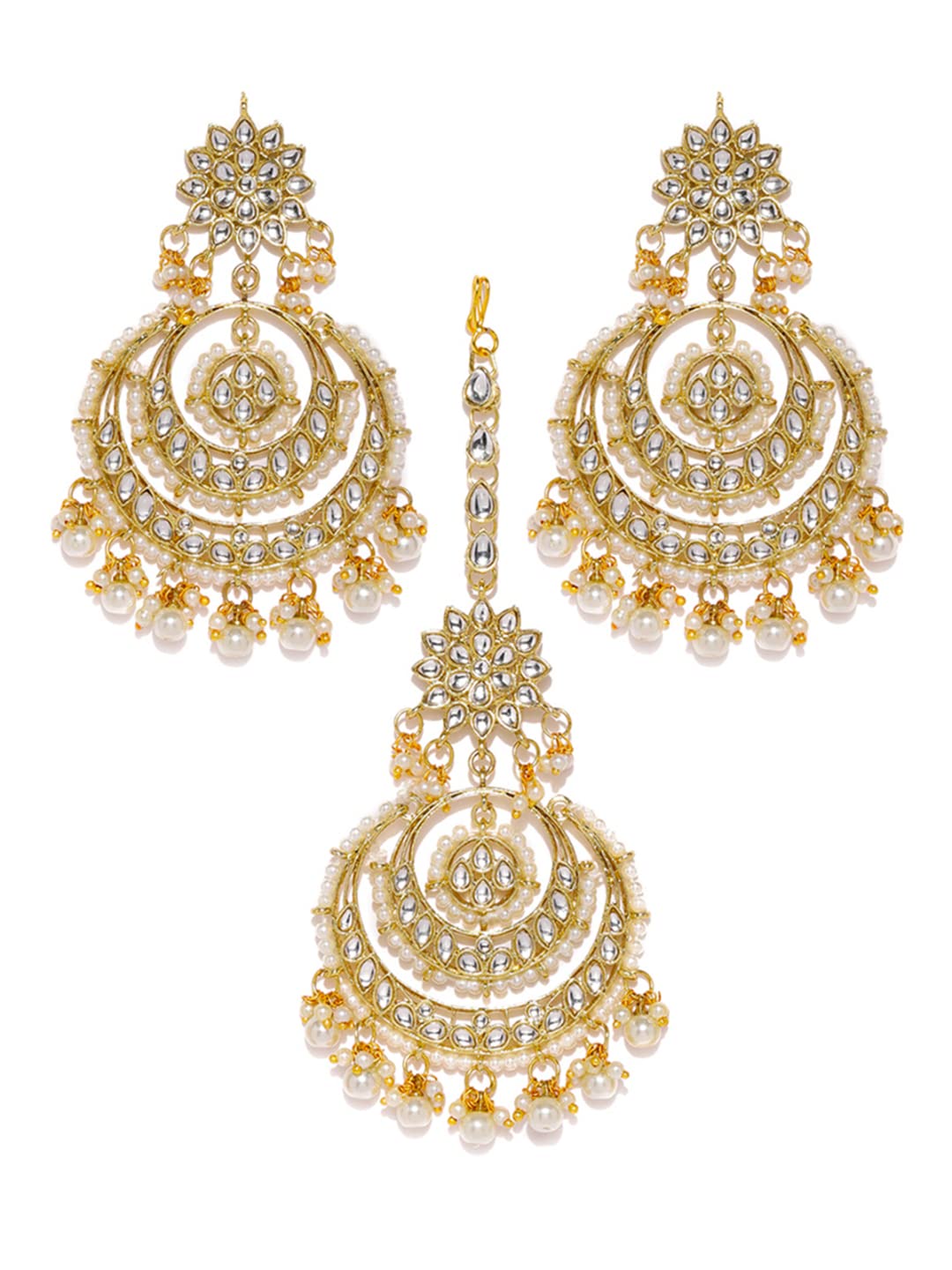 Zaveri Pearls Gold Tone Kundan & Pearls Traditional Earring & Maangtikka Set For Women-ZPFK8541 - Review, Price and Buying Guide