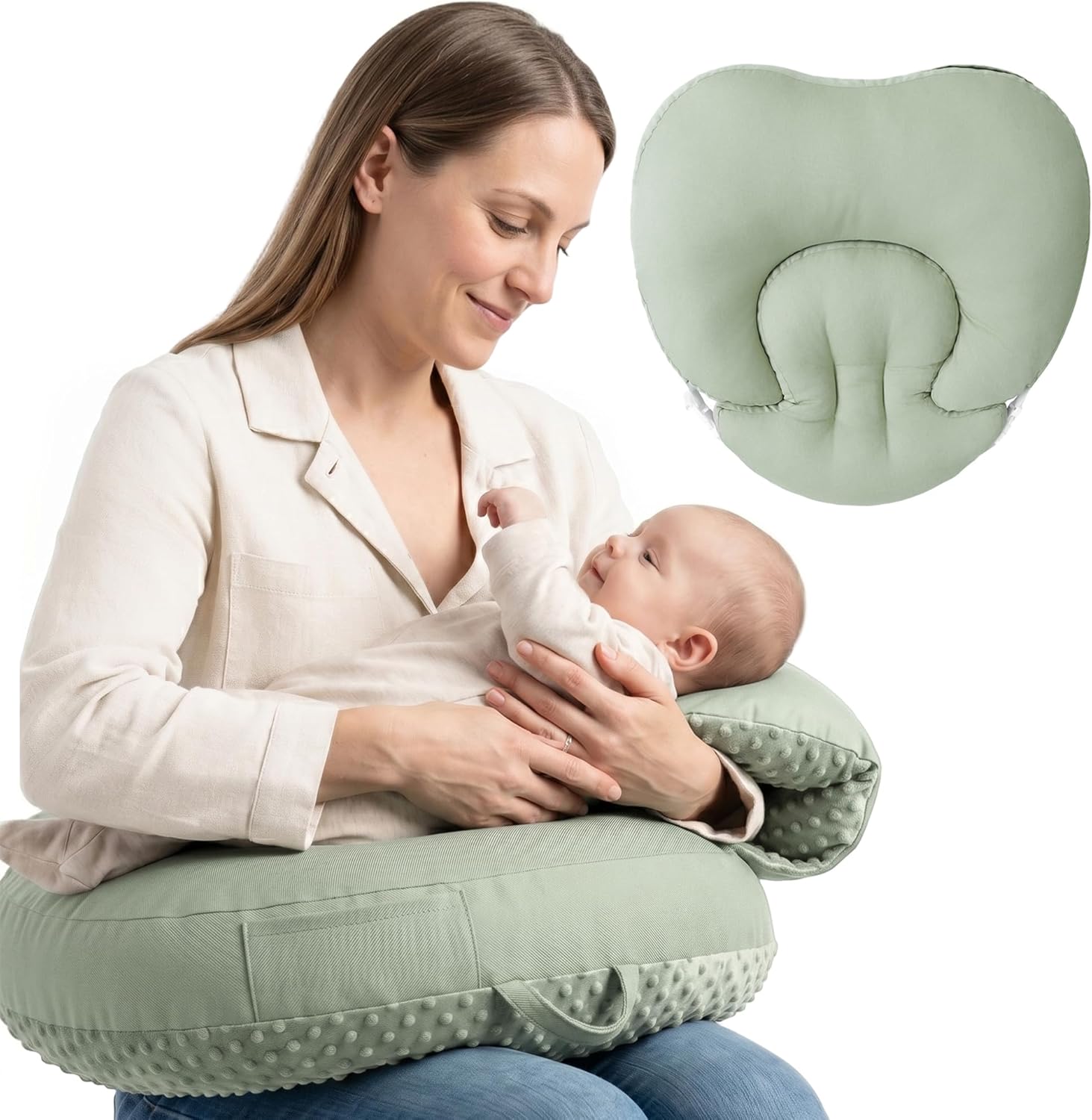 Konssy Nursing Pillow for Breastfeeding, Firm Ergonomic Feeding Support for Mom & Baby, Breastfeeding Pillow for Newborns & Infants