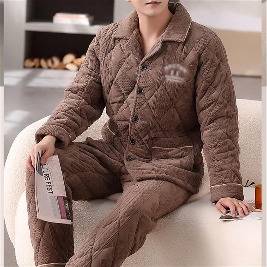 Middle-aged And Elderly Coral Velvet Pajamas For Men's Winter Home Clothing Thick And Suit