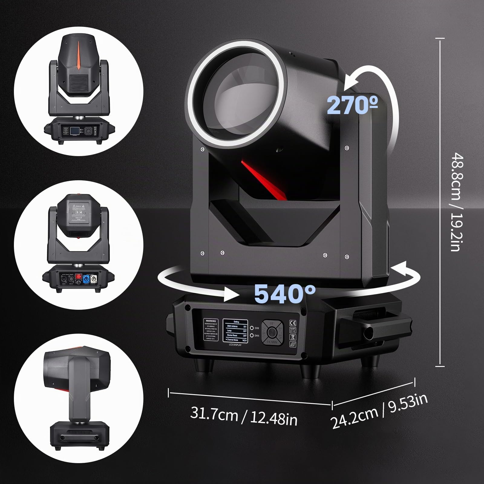 2PCS Cabeza Movil LED 380W Luz de escenario RGBW Beam 14 Gobos 15 Colores DMX Luces para Discoteca DJ Fiestas Bar Iluminación