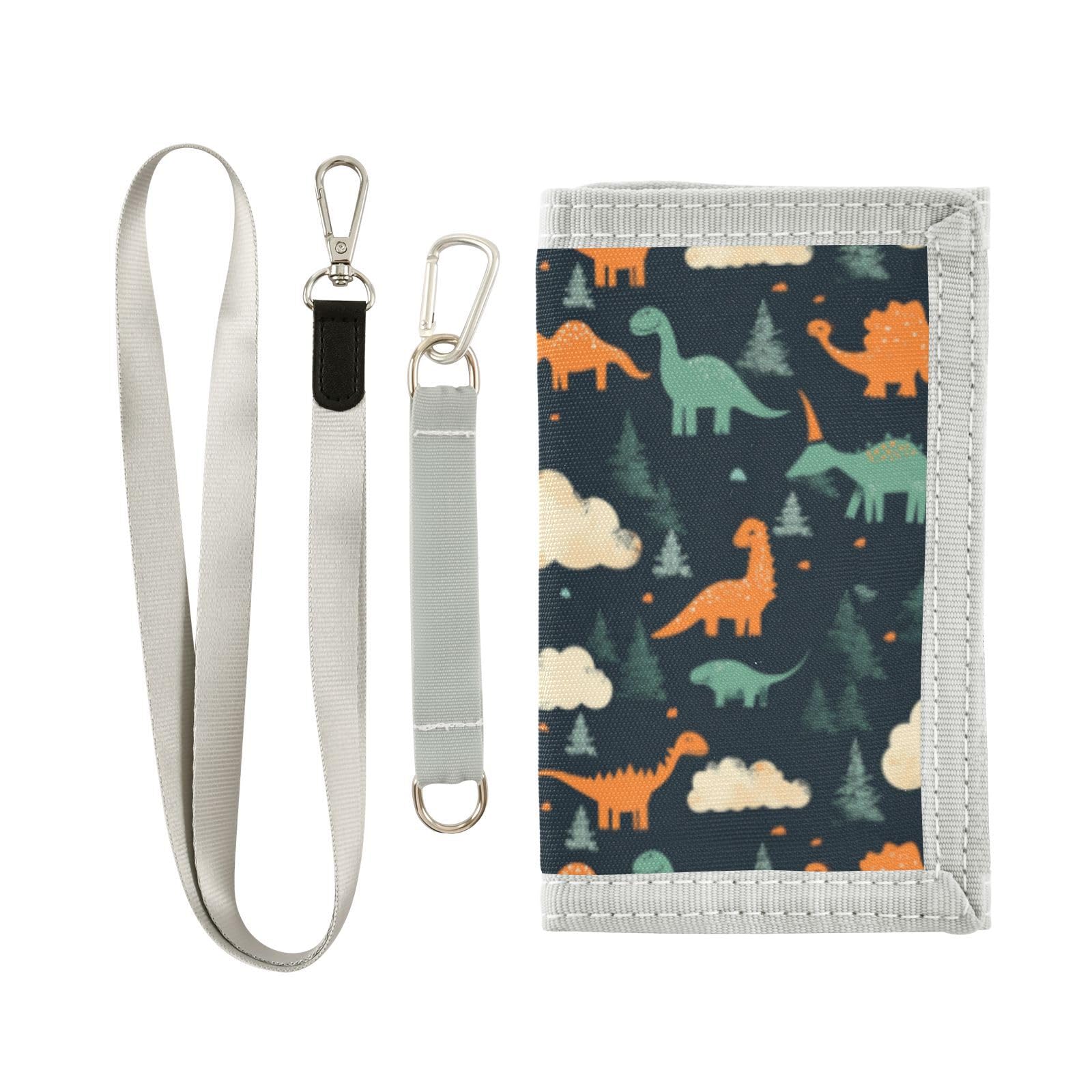 Wusikd Dinosaurs Clouds Kids Wallet for Boys Girls Trees Black Toddler Trifold Wallet Novelty Wallet for Teens Women Men