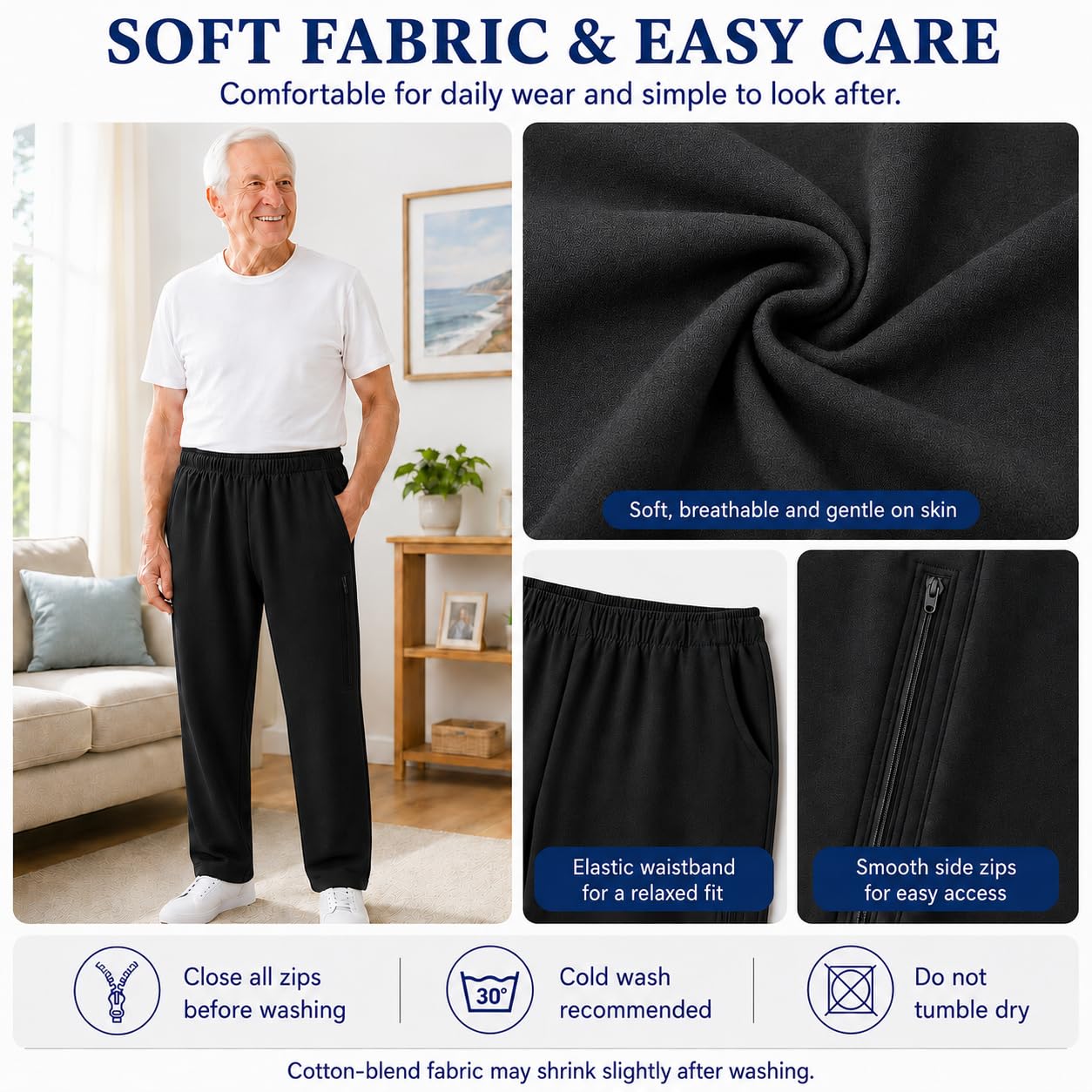 Pantaloni per Catetere per Uomo, Pantaloni per Sacca da Gamba per Catetere con Doppie Tasche con Cerniera, Pantaloni per Sacca per Urina