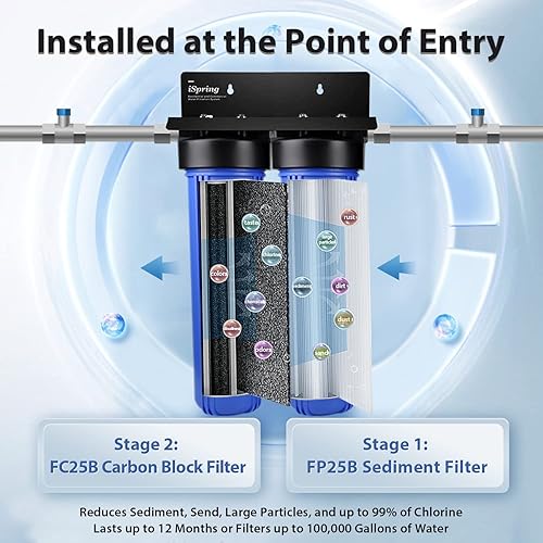 Miniatura 4 de iSpring Filtro de agua para toda la casa WGB22B elimina hasta el 99% del cloro, el óxido, la suciedad y otros contaminantes para un agua suave y