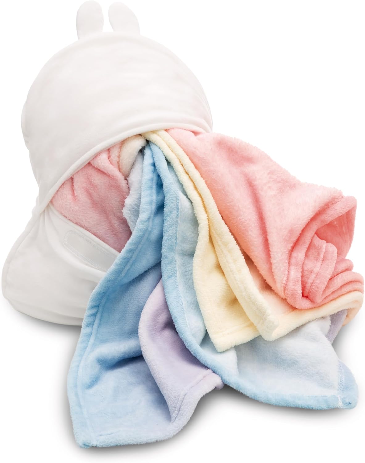 NICI Molang 61680 Fleece Blanket & Cuddly Toy in 1 (Blanket: 175 x 140 cm/Cuddly Blanket: 35 cm) White - 2 in 1 Fleece Cover - Soft and Fluffy, Transforms into a Travel Blanket for All