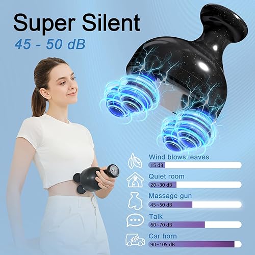 Miniatura 5 de DEITY Pistola de masaje de mano de 4 cabezas para tejido profundo, masajeador corporal eléctrico, masajeador muscular de percusión para aliviar la