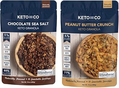 Keto and Co | Keto Granola Variety Snack Pack | Peanut Butter Crunch & Chocolate Sea Salt Flavors | 2 Bags | Gluten-Free, ...