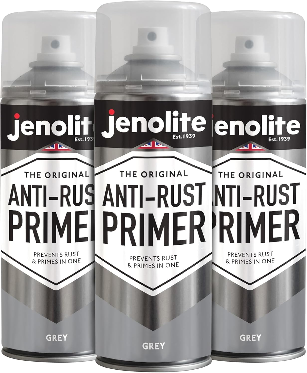Jenolite Grey Anti-Rust Primer Spray Paint | | 3X400ml | High Performance Metal Primer | Rust & Corrosion Protection | Primer Paint For Cars, Radiators, Garden Furniture & More