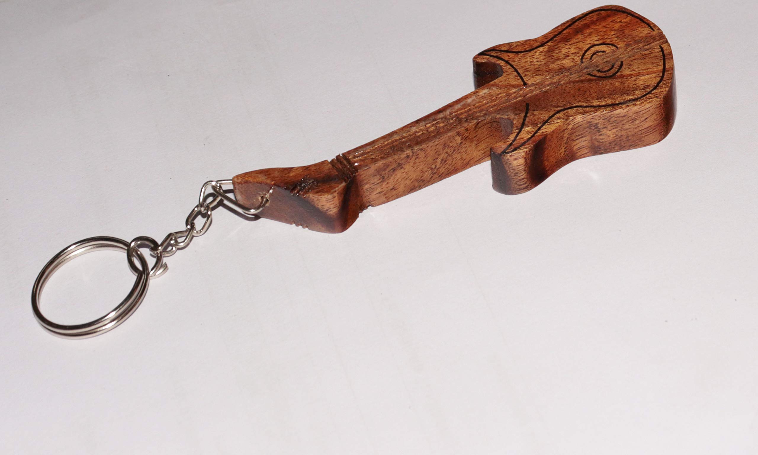 Indian Collectible - Cadena de anillos de guitarra ecológica de madera para coche, bick, oficina y decoración del hogar (juego de 10 piezas) (color madera natural)