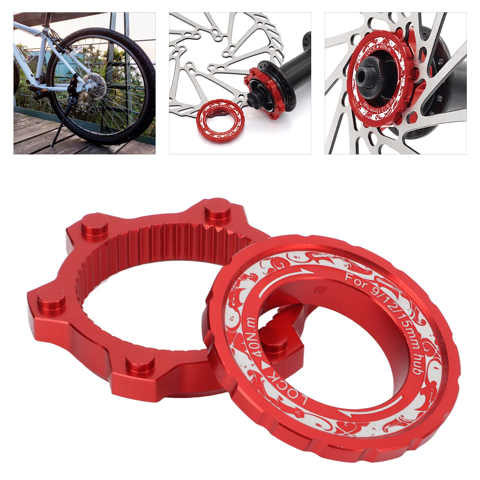 BuyWeek Adaptador de Bloqueo Adaptador de Rotor, 6 Pernos de Aleación de Aluminio para Bicicleta (Rojo)