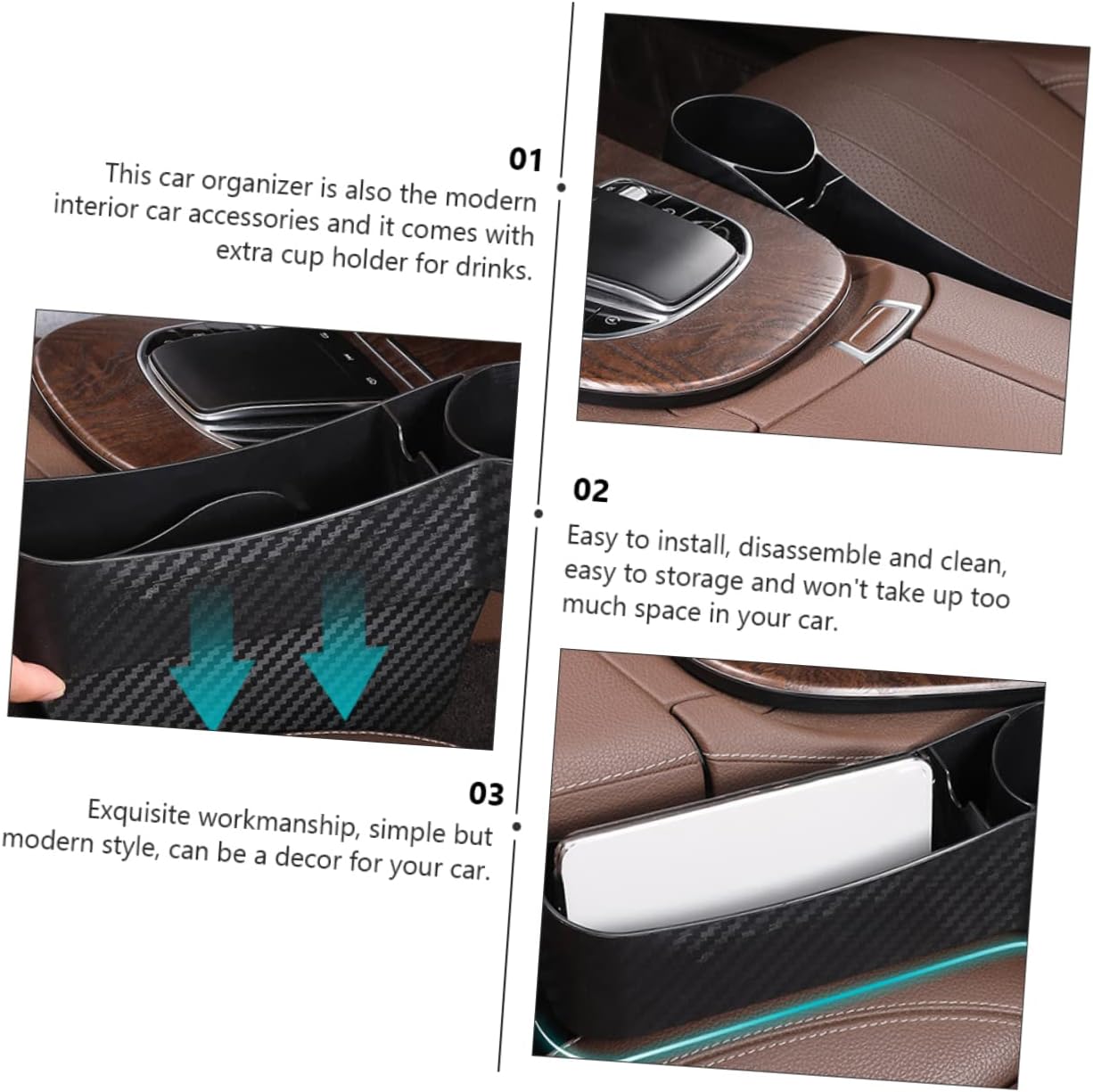 Alipis 1pc Car Seat Gap Filler Organizer Plastic Storage Box for Front Seats Car Accessories Tidy and Organized Install Seconds