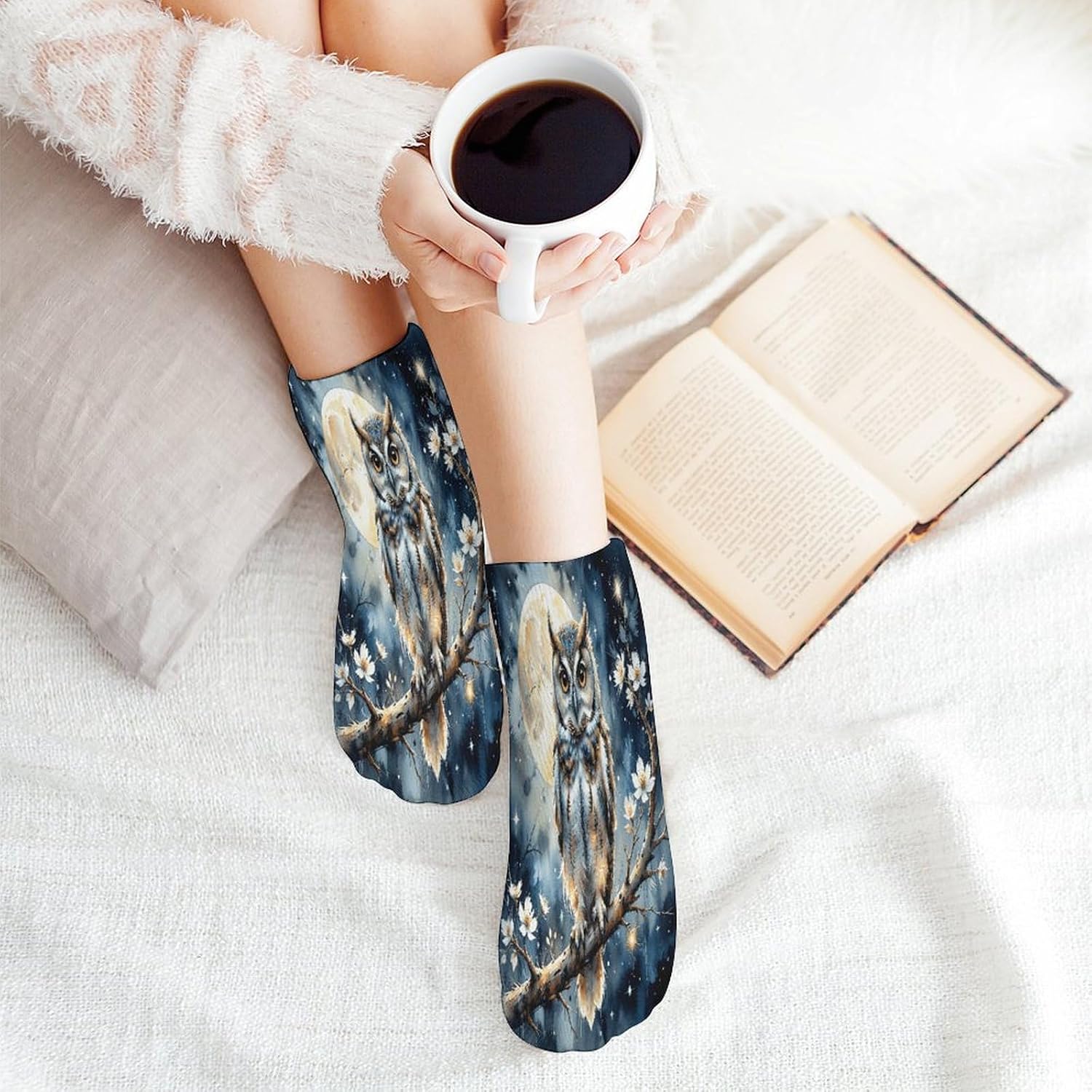 Moonlit Owl 5Pairs Low Cut Ankle Socks for Women No Show Casual Breathable Athletic Socks for Sport