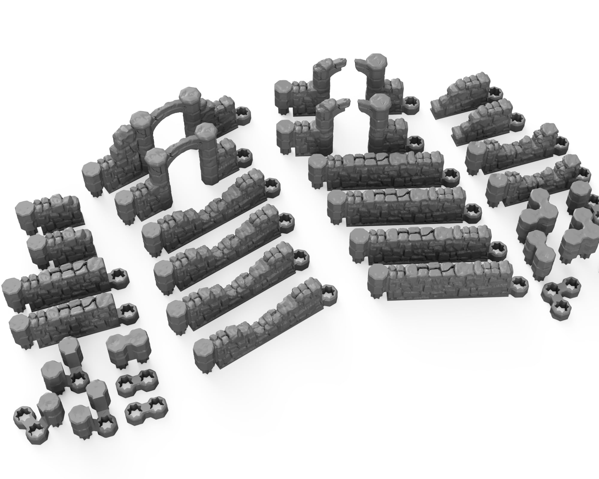 34pcs Dungeon Ruined Wall Map Tiles DND Terrain for Dungeons and Dragons Terrain, D&D, Pathfinder, Warhammer 40k, Miniatures, D and D, Dungeons and Dragons Gifts, Dungeon Master