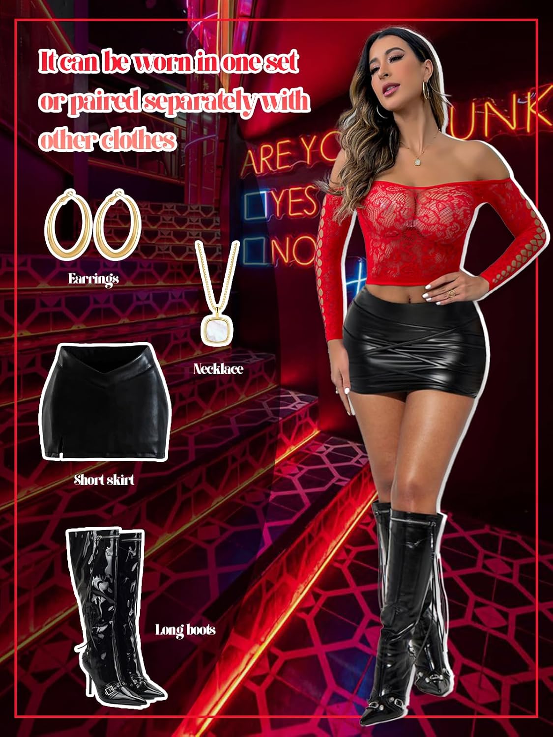 Buitifo Womens Lingerie Set Fishnet BabyDoll Bodysuit Two Piece Nightwear