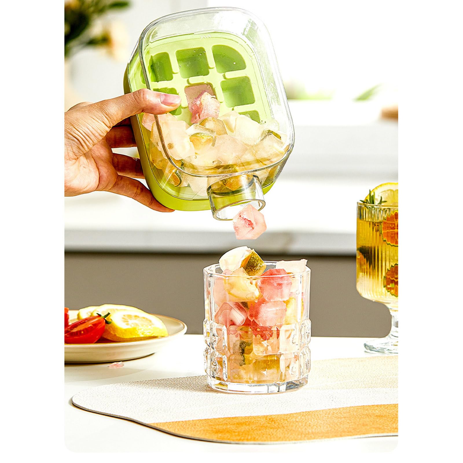 Bottiglia Per Cubetti Di Ghiaccio 2 In 1 - Con Vassoio, Rilascio One-Touch E Cannuccia - Foto 6