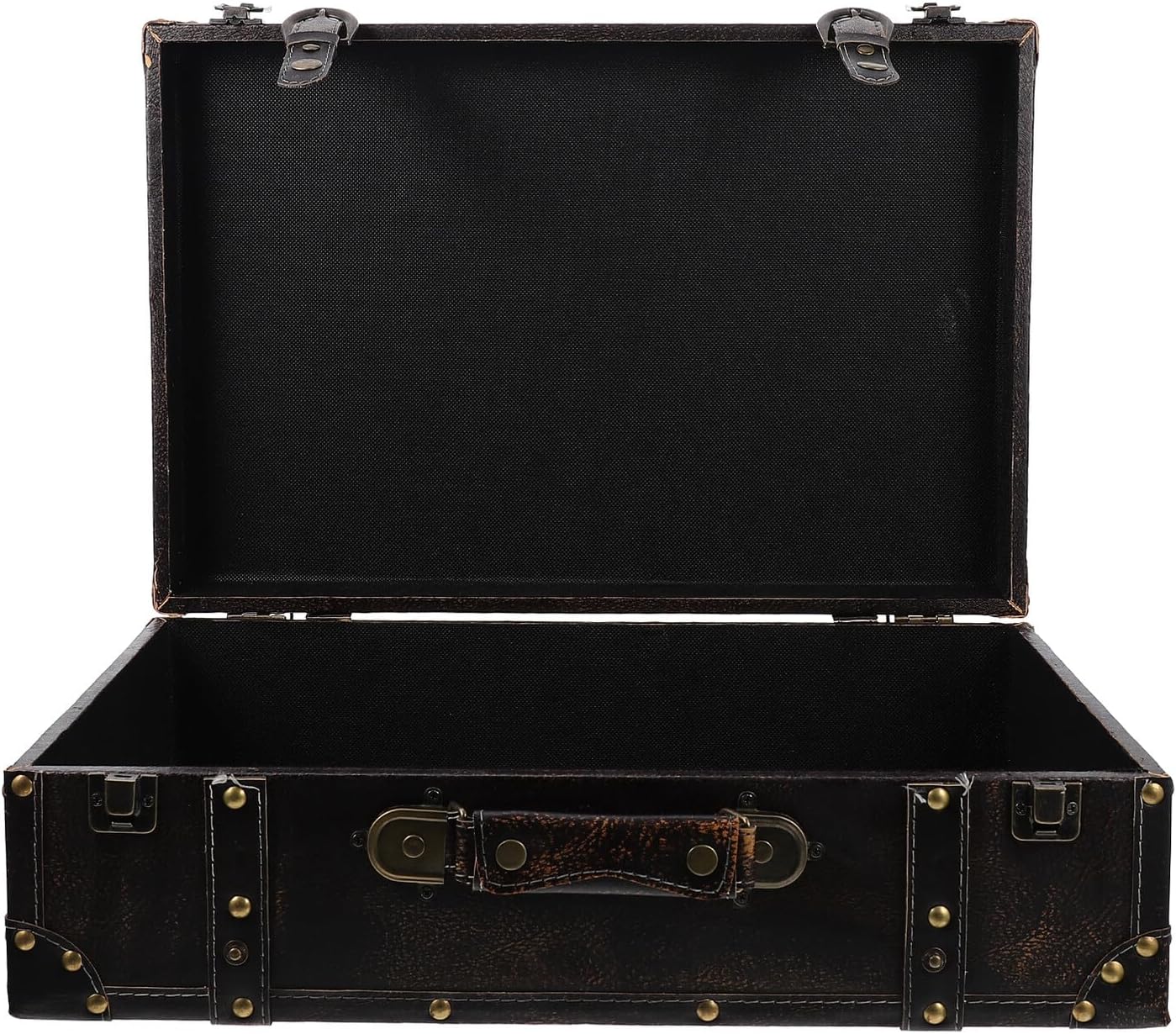 Vintage Wooden Storage Box with Lock, Large Retro Style Decorative Handheld Chest for Document and Home Organization, Rustic Brown Carry Case for Living Room Décor and Office Use