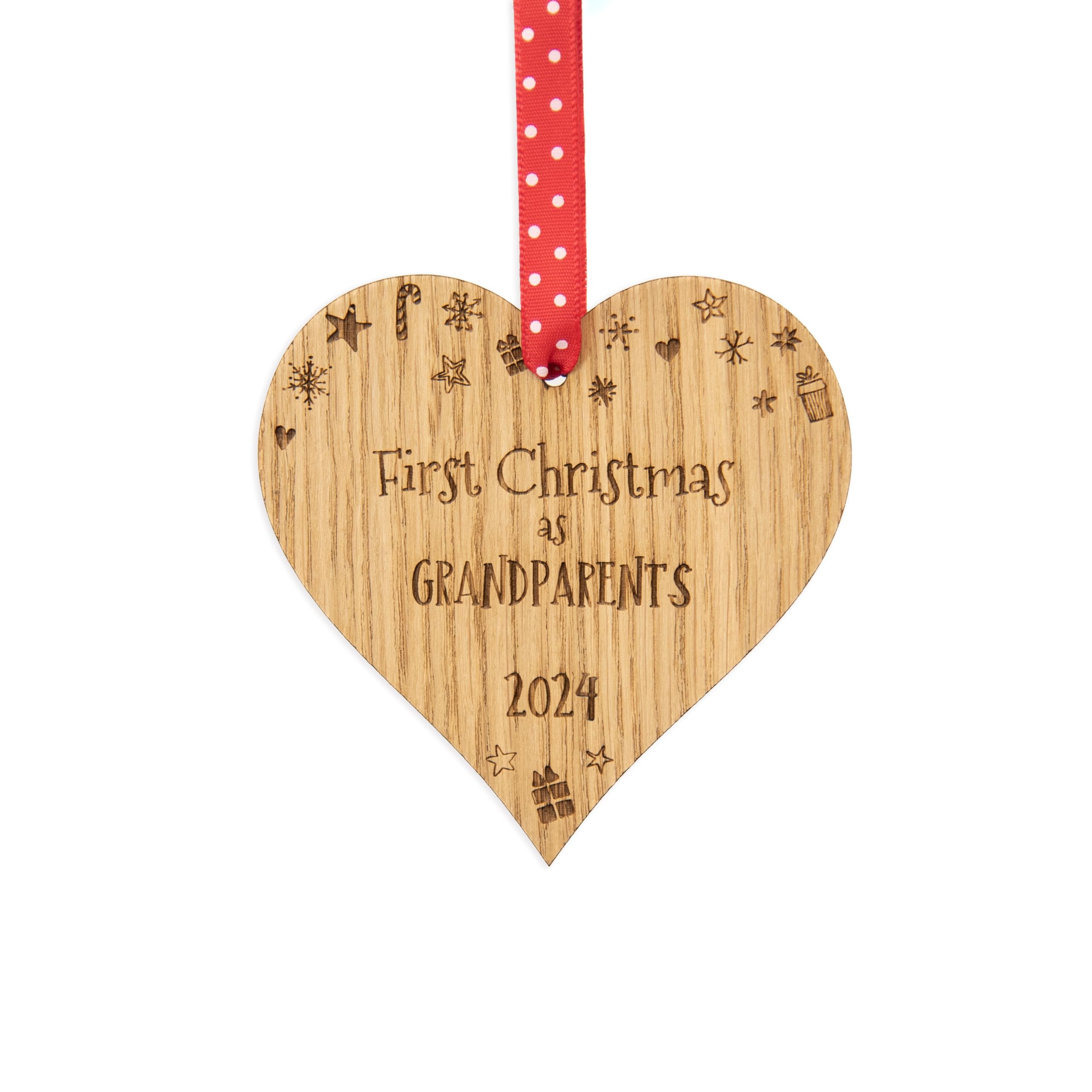 Grandparents gifts | First Christmas as a grandparent bauble decoration plaque | pregnancy announcement gift xmas | you are going to be Nanny Grandad wooden engraved heart keepsake