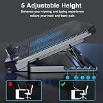 Tapis de refroidissement LIENS pour ordinateur portable avec hauteur réglable, deux ventilateurs de 5,1 pouces, 2 ports USB, adapté pour ordinateurs portables de 12 po à 15,6 po (noir)