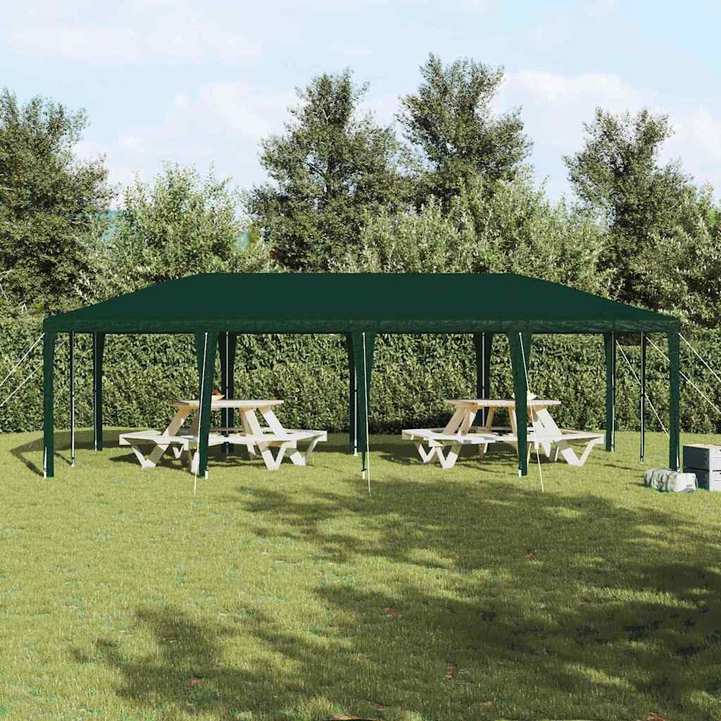Tenda per Feste da Giardino Verde, Gazebo in Acciaio 8x4 m | Ampio tendone pieghevole in polietilene per eventi all'aperto e terrazze, crea comode zone d'ombra.