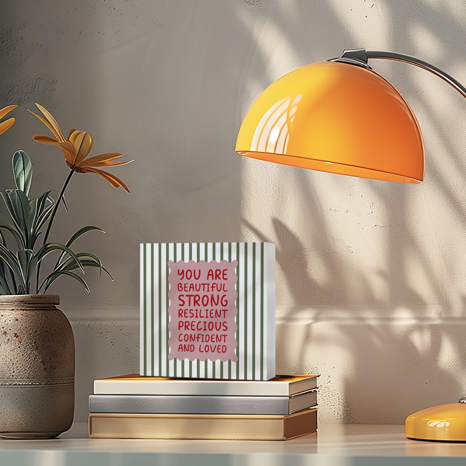 Preppy Inspirational Positive Quotes Wooden Box Signs 5x5 Inch image 3
