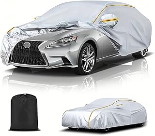 Car Cover Full Exterior Covers Custom Fit for Mitsubishi Lancer Evolution IX 2005-2007 with Side Zipper and Elastic Wrap|All-Weather Protection Tarpaulin Waterproof UV Tear Dust Thermal Insulation