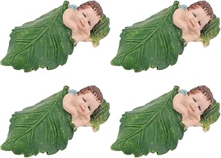 Cabilock 5pcs Fairy Garden Figurines Miniature Ornament DIY Fairies Figure Dollhouse Decoration for Landscape Scenes Bonsai Crafts Pots Accessories Green