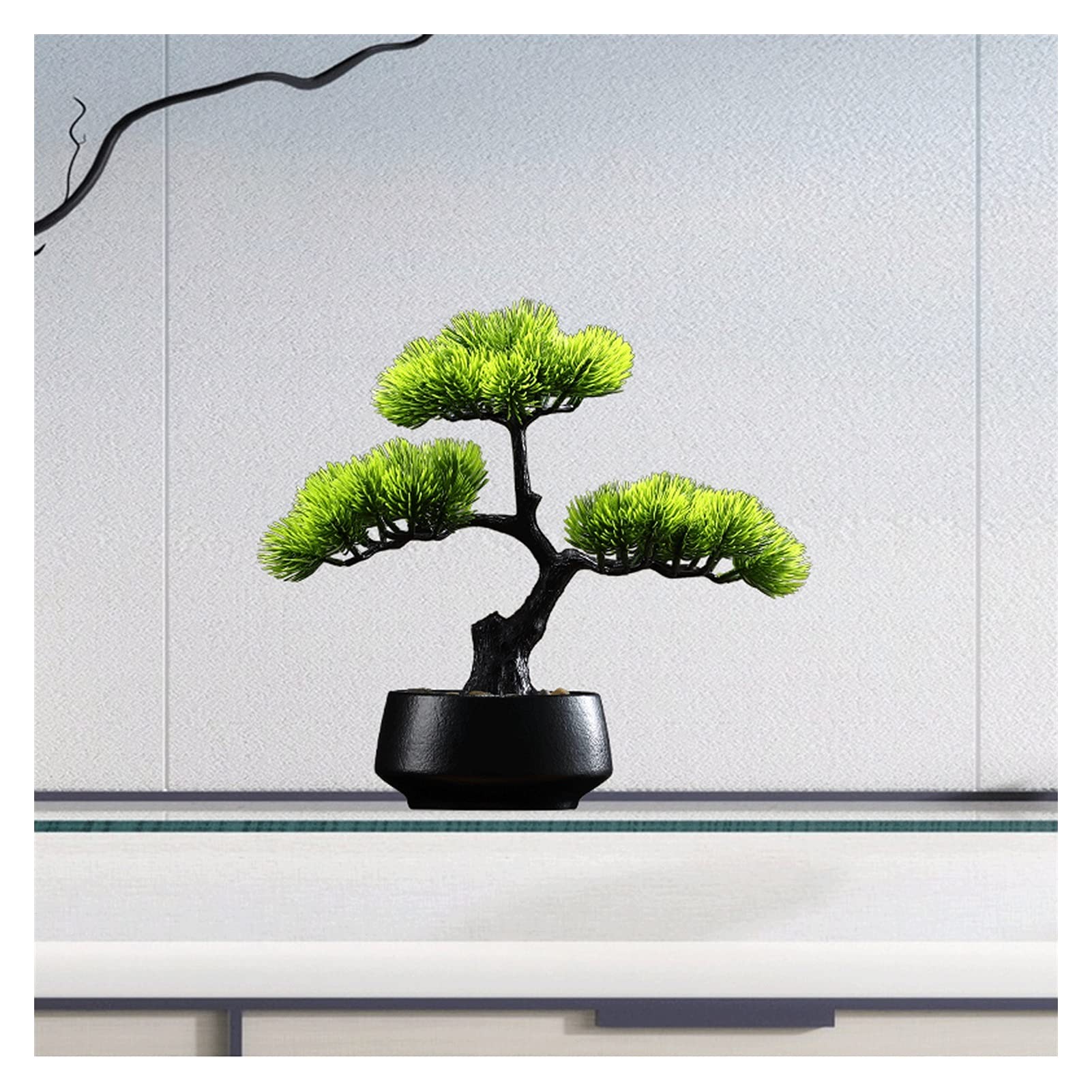 Artificielle Bonsaï Simulation Artificielle d'arbre Bienvenue Pine Bonsaï, 8 Pouces Fausse Plante Verte Bonsai for Salon Hôtel entrée Home Décoration Plante Artificielles