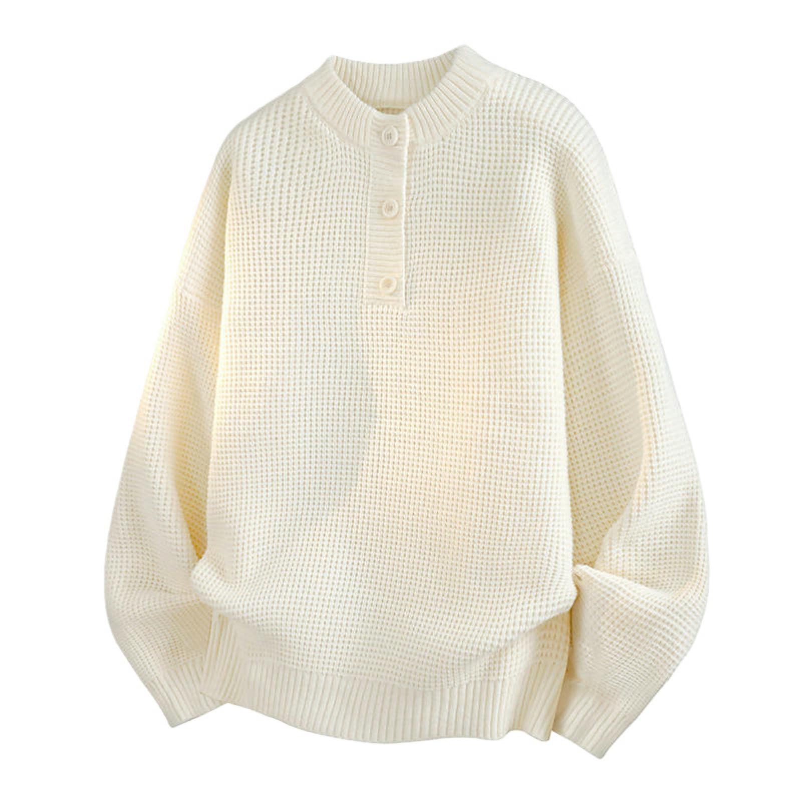 Pull en tricot pour homme à col rond et boutons pour l'automne