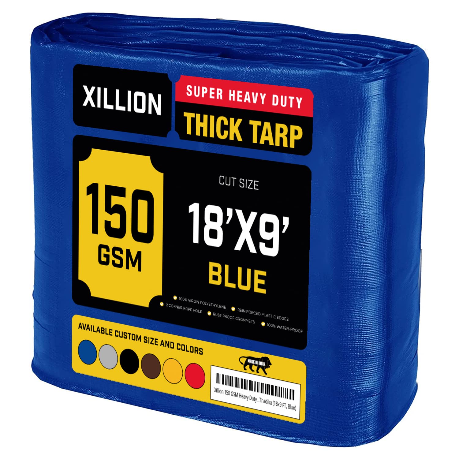 Xillion 150 GSM Heavy Duty Tarpaulin Extra Strong, Strengthen Eyelets, UV Resistant, 100% Waterproof, Cross Laminated Tarpaulin tirapaal Tharpai Thadika Tadpatri Thadika (18 x 9 FT, Blue) (B0B2LR1WKR) Amazon Price History, Amazon Price Tracker