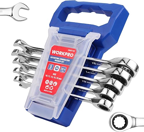 Vista 15 de WORKPRO Ratcheting Wrench Set, SAE, 7-piece Ratcheting Combination Wrench Set, 5/16'', 3/8'', 7/16'', 1/2'', 9/16'', 5/8'', 18/16'', 12-Point, CR-V