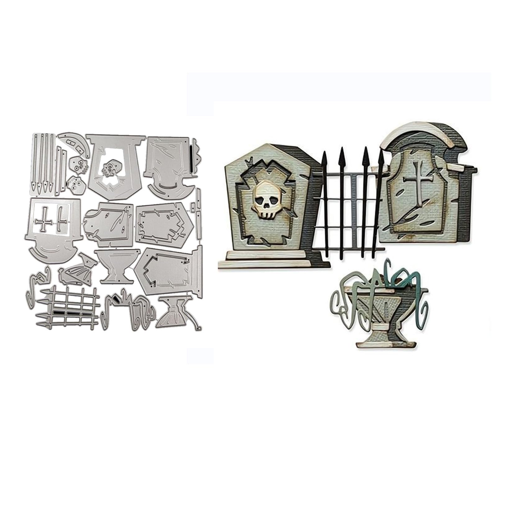 Qoiseys Matrices De Découpe En Métal En Forme De Pierre Tombale D'Halloween Pour La Fabrication De Cartes, Pochoirs De Découpe Pour Bricolage