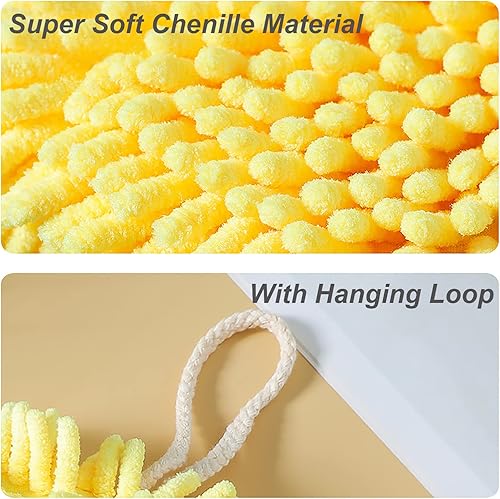 Miniatura 3 de Paquete de 4 toallas de mano de chenilla, suaves y absorbentes, de microfibra, para colgar, de felpa de secado rápido, con bucles para colgar, para