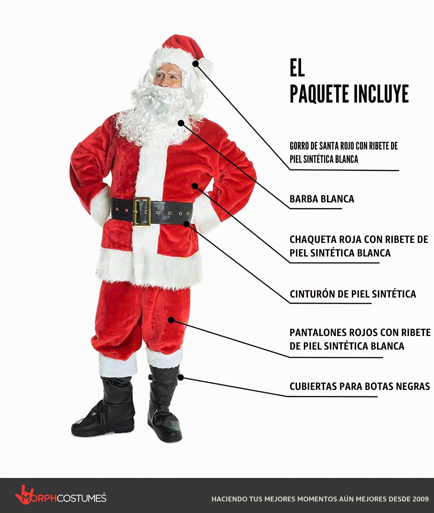 Morph Disfraz Papa Noel Adulto, Disfraz Navidad Halloween Adulto