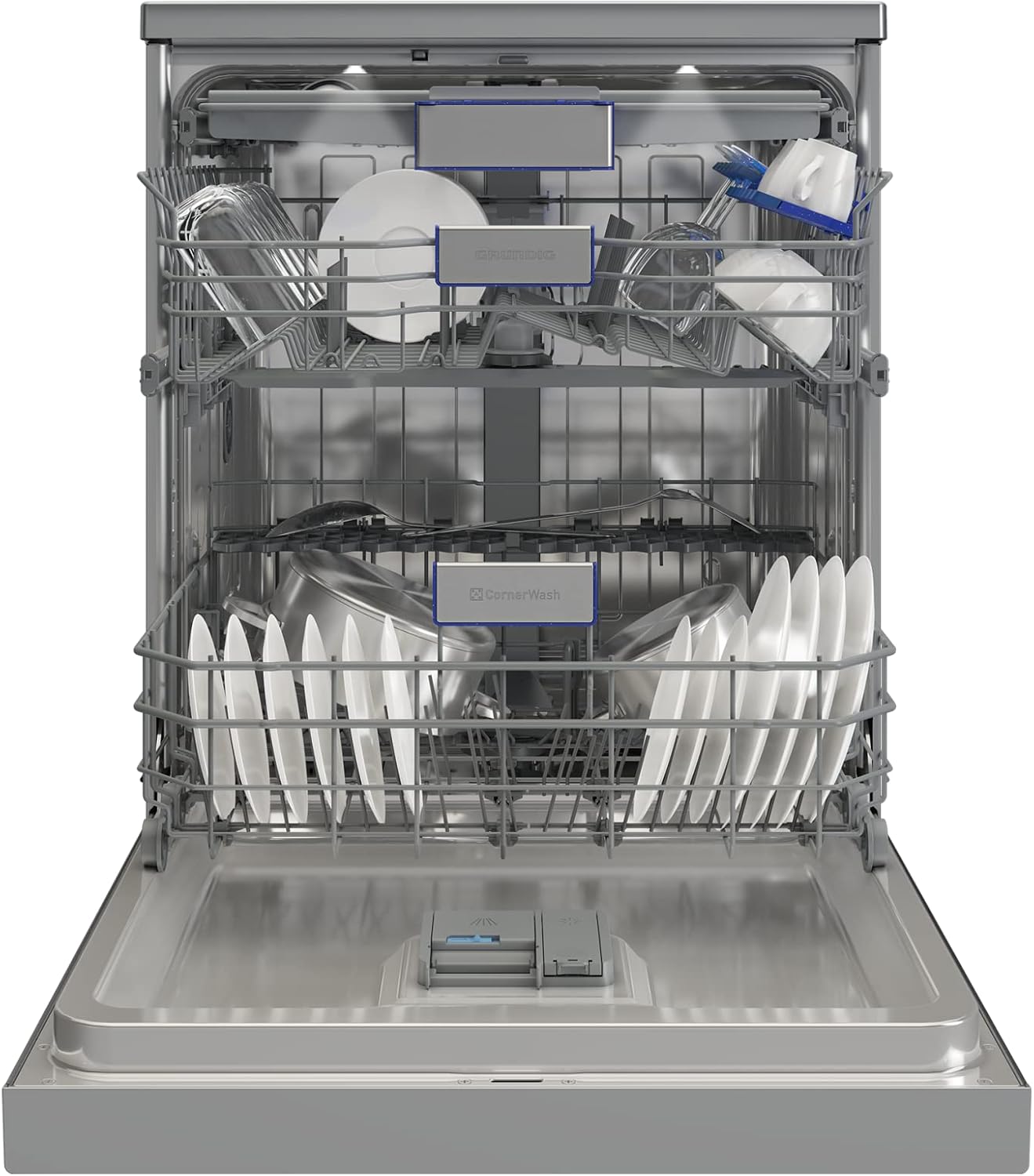 Grundig GPDF 11853 Dishwasher interior loaded