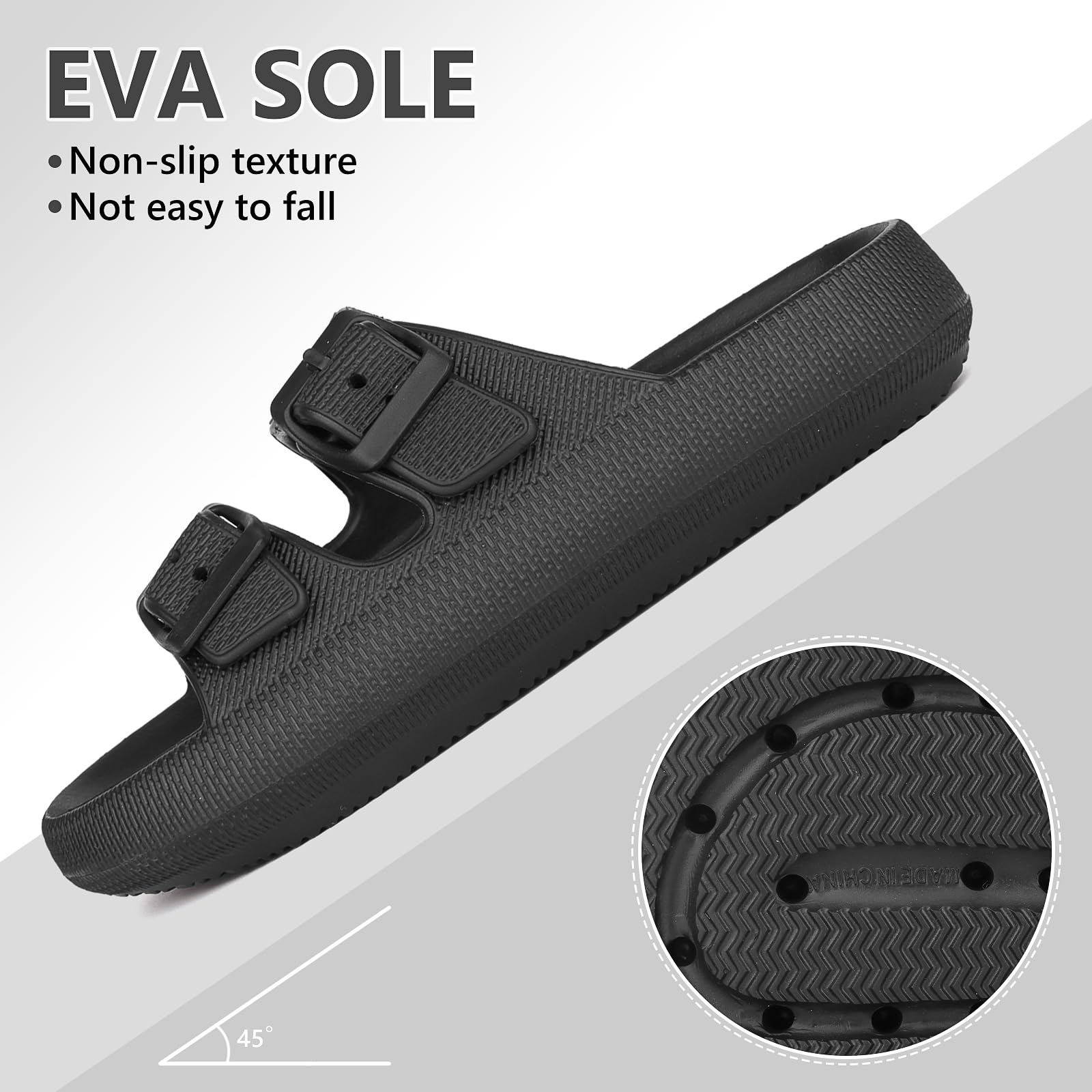 Sandales à nuages pour enfants Sandales plates EVA à double boucle ajustable pour garçons et filles Chaussons d'été Chaussons de douche, de plage et de piscine
