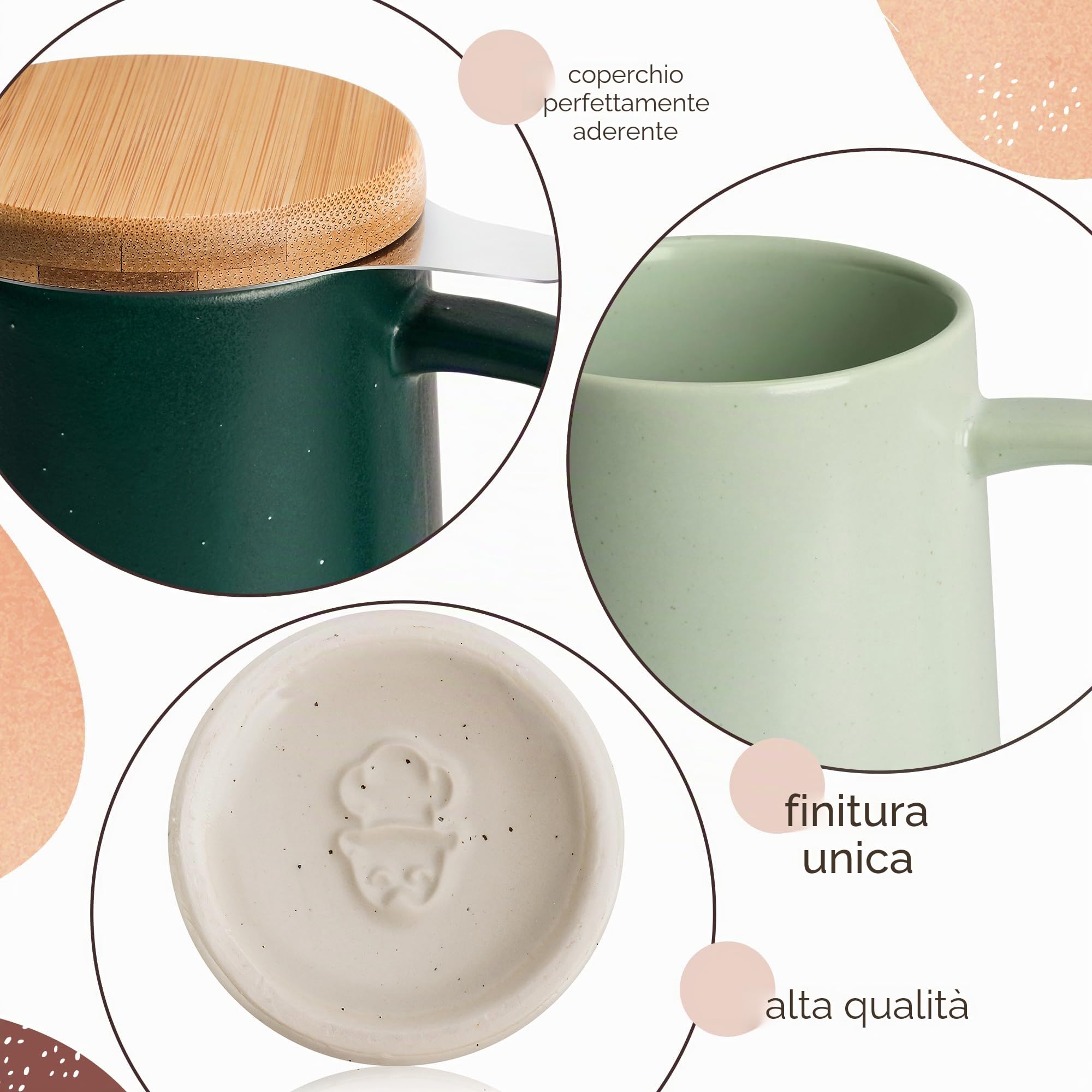Tazza da tè con infusore e coperchio, tazza in ceramica da 500 ml con coperchio, tazza con infusore per tè con manico grande
