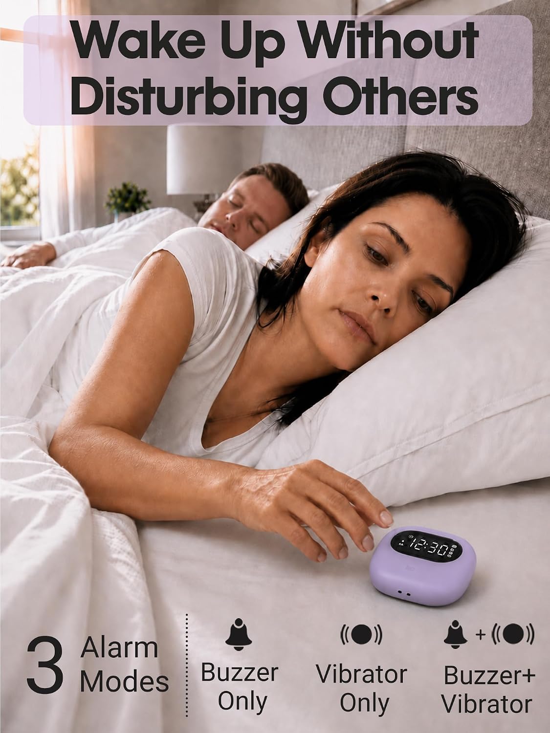 Roxicosly Super Strong Vibrating Alarm Clock for Heavy Sleepers, Adjustable Vibration Bed Shaker Clock Under Pillow for Hearing Impaired Deaf, Cordless, Small, USB Rechargeable for Travel