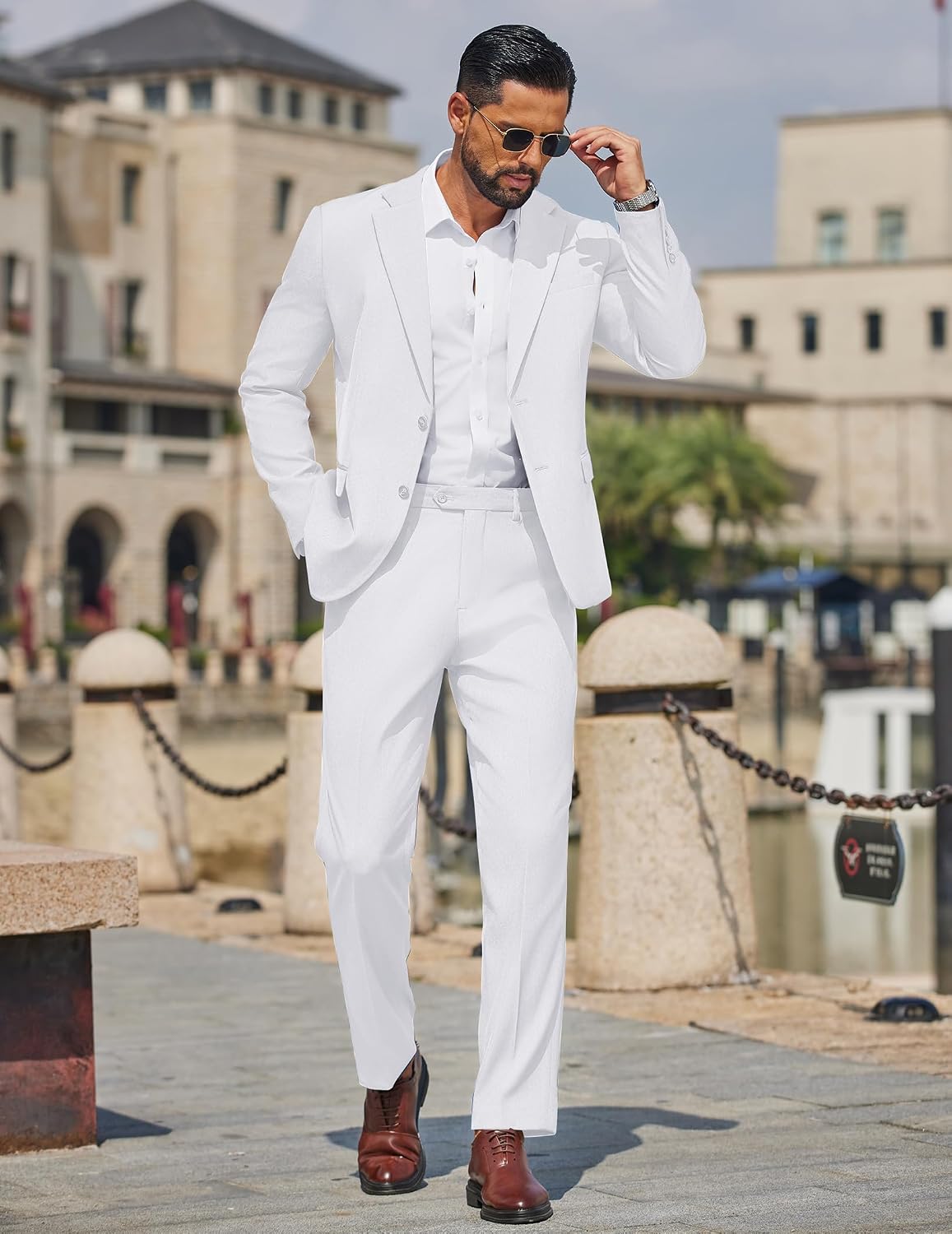 COOFANDY Men's 2 Piece Suit Slim Fit Two Buttons Dress Suits Solid Jacket and Pants Set Tuxedo for Wedding Prom Business