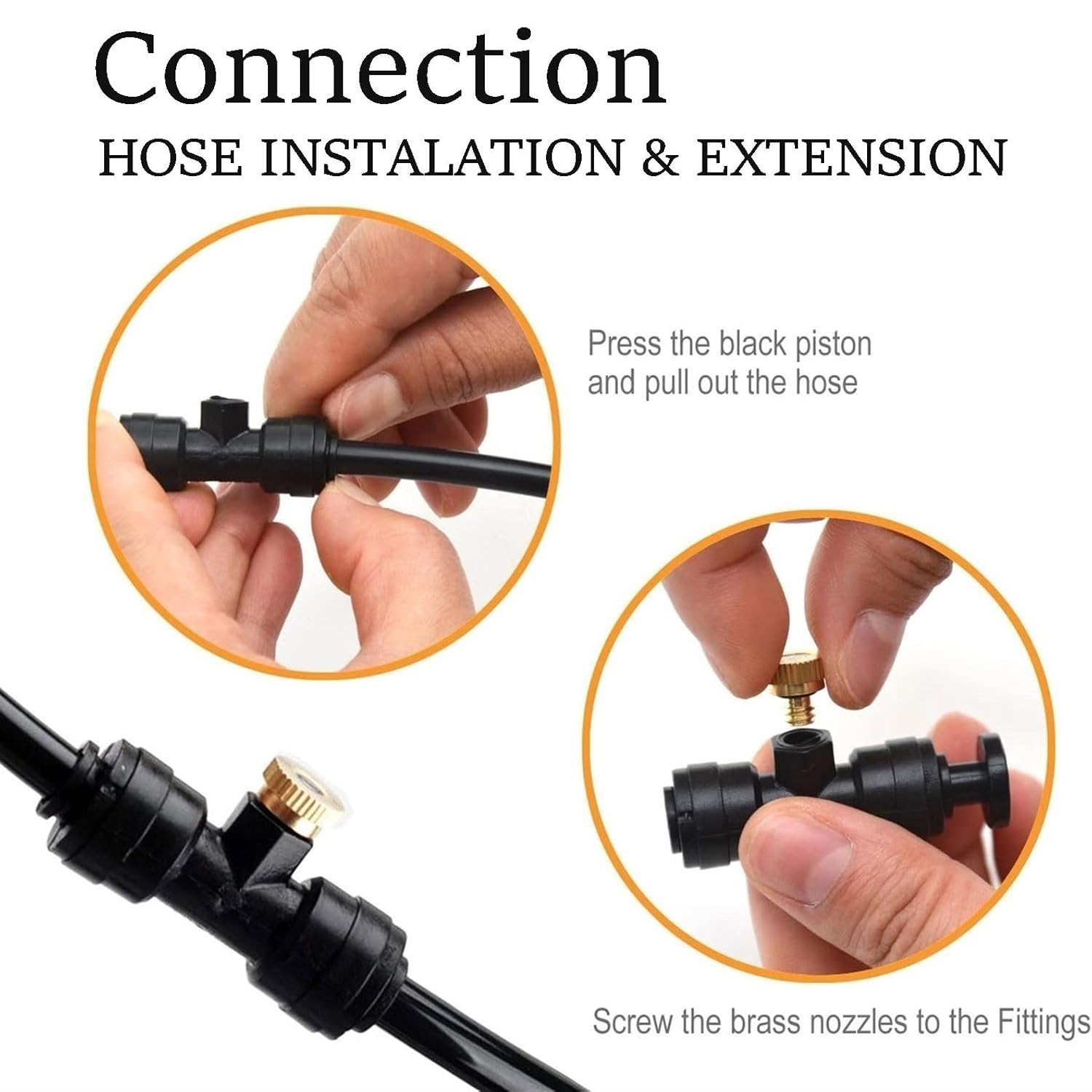 Outdoor Misters Cooling System, Garden Irrigation System Kit, DIY Plant Watering Devices, Garden Irrigation Misting Sprinkler System with Brass Fog Nozzles(16M(52.5ft))