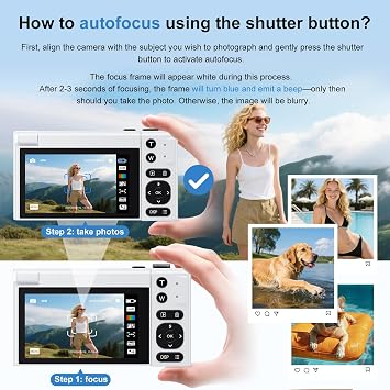 4K Digital Camera, 64MP Vlogging Camera for Photography with 3 180 Flip Screen, 16X Compact Digital Camera with 64GB Micro SD Card for Beginner (White)