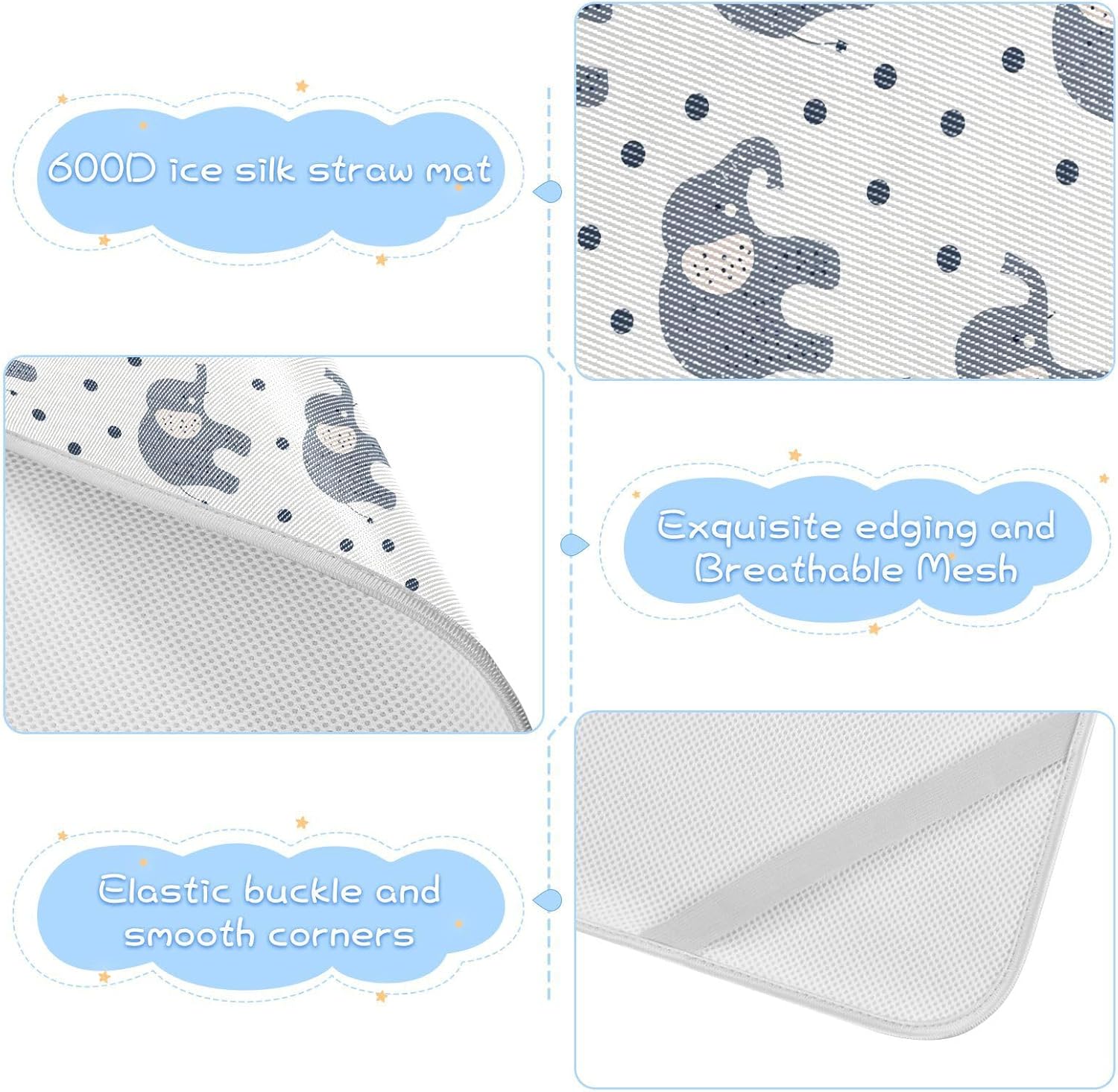 Elephant Minimalist Cute Cooling Baby Mattress Pads 28" x 52" Ultra Soft Crib Mattress pad for Baby&Toddler