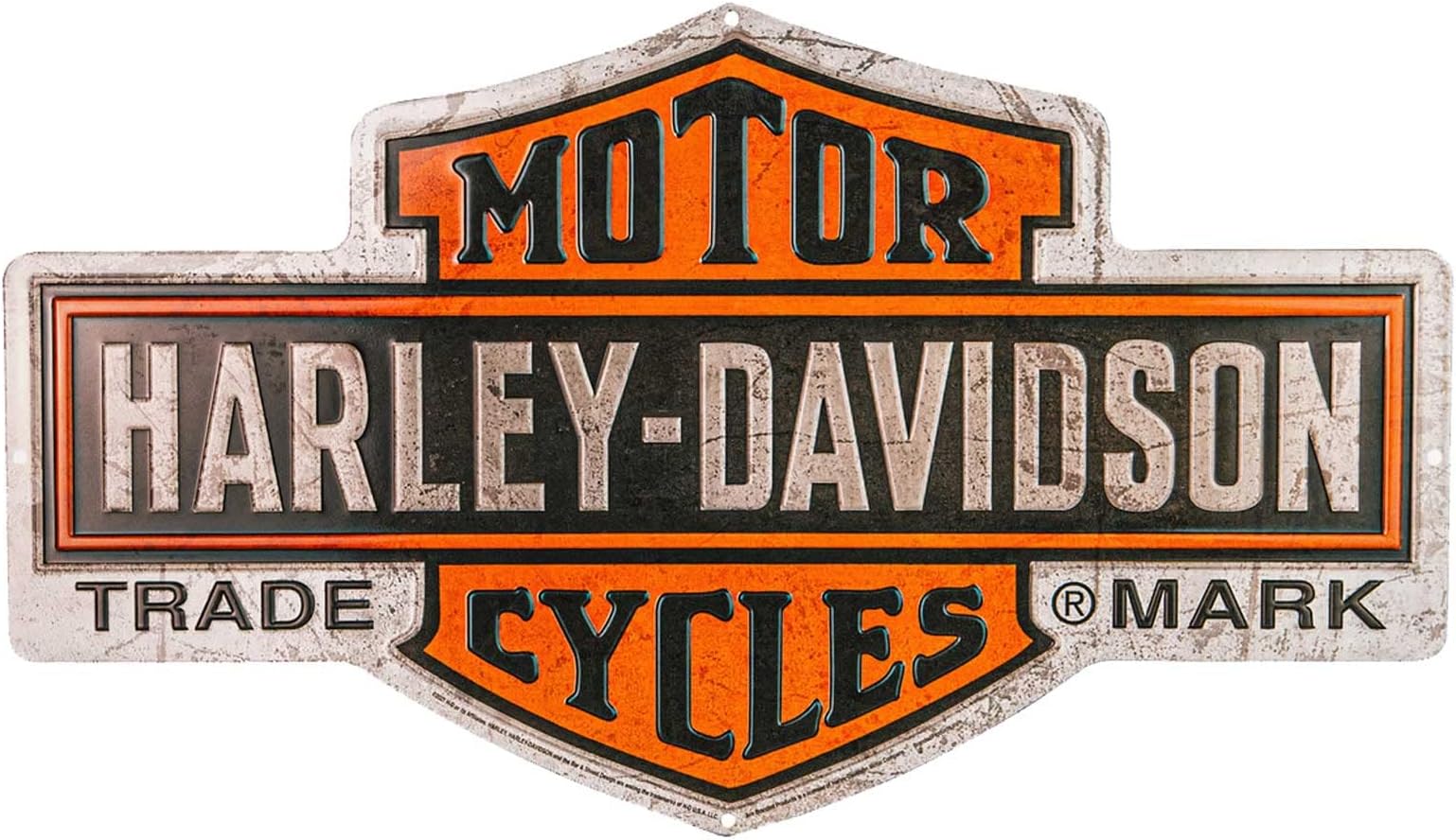 Harley-Davidson Embossed Tin Sign, Nostalgic Bar & Shield Logo, 18 x 10.5 inches
