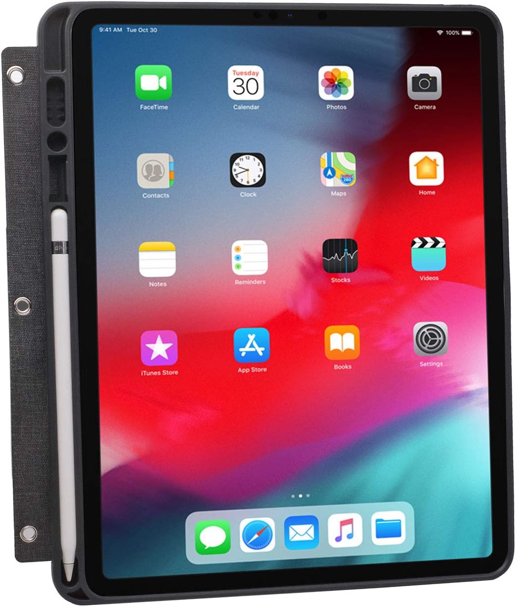 iCarryAlls Zipper Binder Portfolio with iPad Holder Notepad Holder, Organizer Padfolio, Compatible for iPad Pro 12.9" 2020 & 2018, 11.3x11.3x14.0 in. (PJB032-IP129-2018-BK) : Office Products