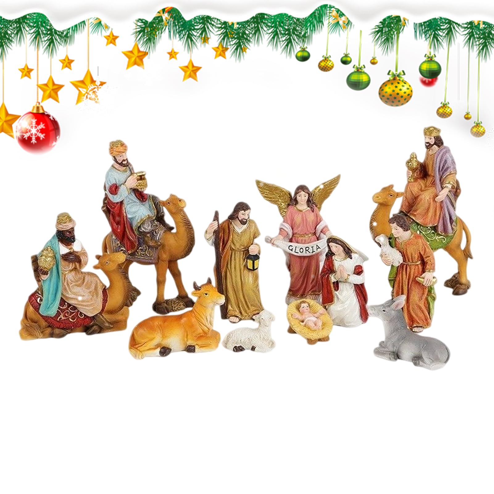 Weihnachtskrippe Statue 11-teilige Weihnachtstischkrippe Statue
